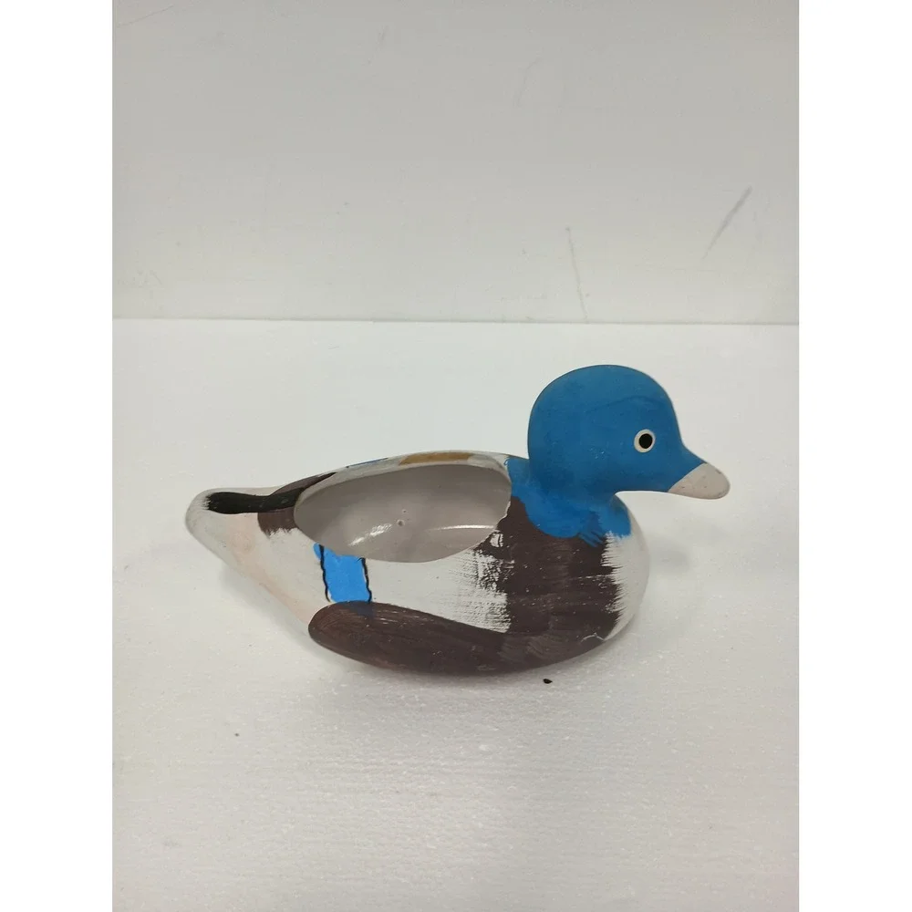 Vintage Mallard Duck Planter Flower Pot Ceramic Multi Color Farmhouse Decor